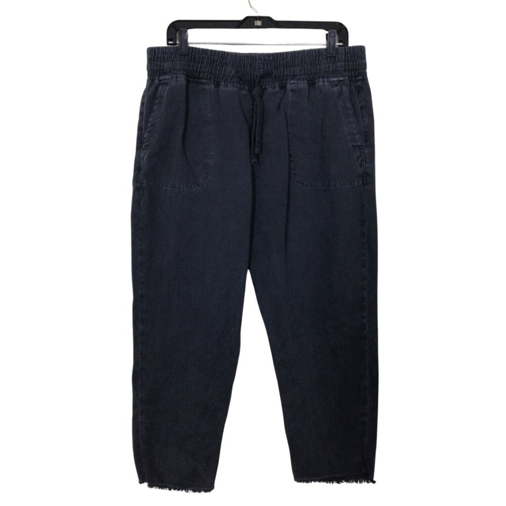 Zara Pants Women’s XL Extra Large Gray Pull On Cropped High Rise Raw Hem
